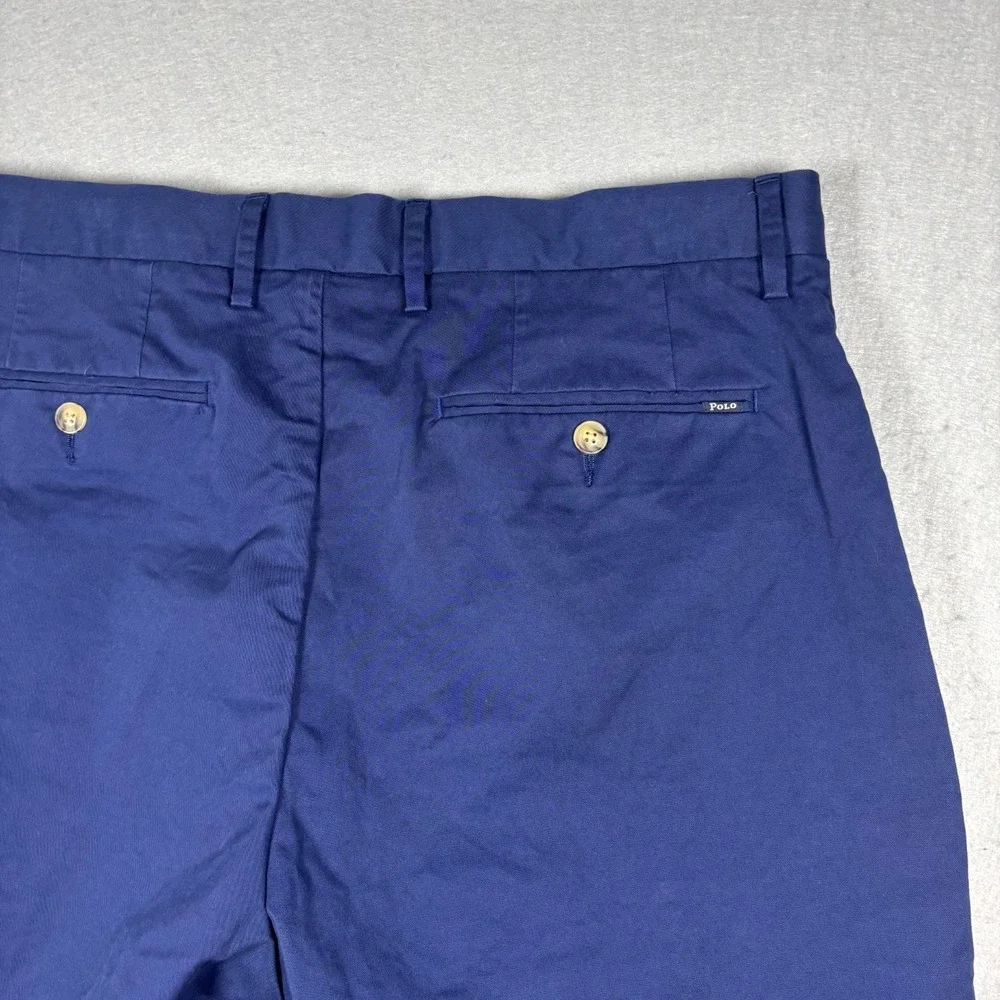 Polo Ralph Lauren Mens Chino Shorts Size 34 Navy Blue Stretch Classic Fit Flat
